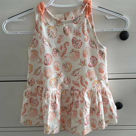 Seashell Print Girls Sleeveless Summer Dress Cream and Orange Size 5/6 - Picture 4 of 9